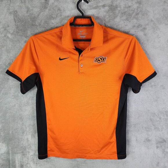Mens Nike Dri-Fit Orange & Black Polo Shirt OSU Oklahoma State Short Sleeve M - Picture 2 of 12